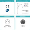 Multiprise électrique sans interrupteur 4 prises cable 5,00m noire NF
