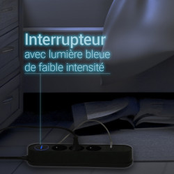 Multiprise électrique inter 3 prises + 2 USB A et C cable 1.50m noire