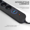 Multiprise parasurtenseur interrupteur 8 prises 1.50m, 3x1,00mm2 noir