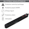 Multiprise parasurtenseur interrupteur 8 prises 1.50 m, 3x1,5mm2 noir