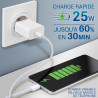 Chargeur secteur Slim rapide USB-C 25W Blanc Suspendu