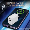 Chargeur secteur rapide Double USB USB-A et USB-C 30W Blanc Suspendu