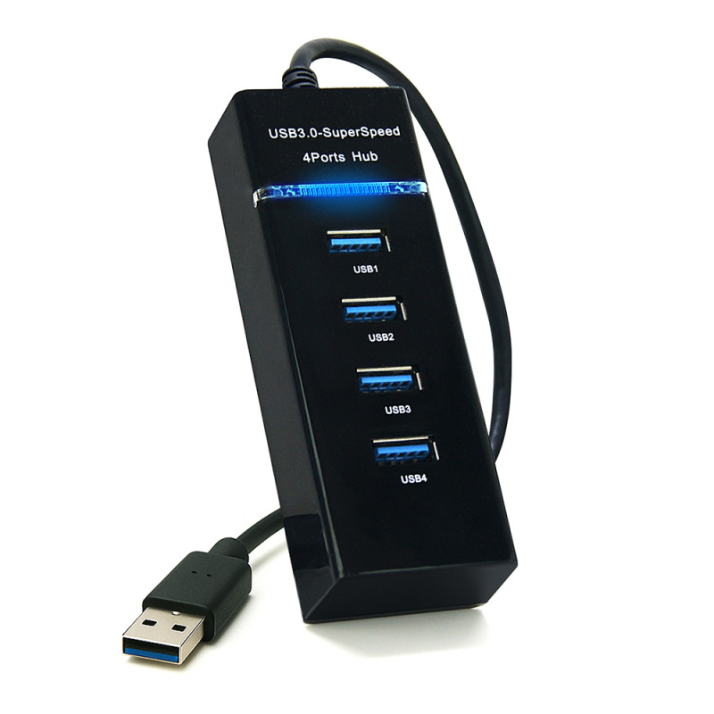 Hub 4 ports USB 3.0  avec cable 30cm USB 3.0 auto alimenté  