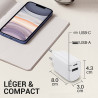 Chargeur secteur rapide Double USB USB-A et USB-C 30W Blanc Suspendu