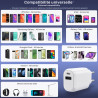 Chargeur secteur rapide Double USB USB-A et USB-C 30W Blanc Suspendu