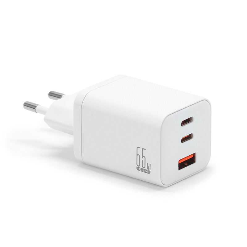 Chargeur secteur rapide 65W triple USB-A et 2 x USB-C  Blanc Susp