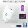 Chargeur secteur rapide Slim GaN Dble USB USB-A et USB-C 45W Blanc S