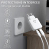 Chargeur secteur rapide Slim GaN Dble USB USB-A et USB-C 45W Blanc S