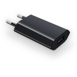Chargeur secteur compact USB type A 1A noir Sachet