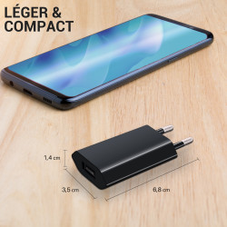 Chargeur secteur compact USB type A 1A noir Sachet