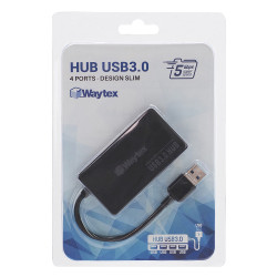 Hub USB 3.0 Slim 4 ports avec cable 17,5cm USB 3.0 vitesse 5 Gbps 