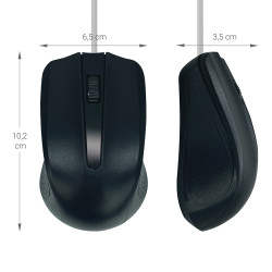 Souris optique filaire USB 1000 Dpi 2 boutons + 1 molette  noir