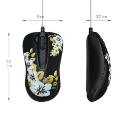 Mini souris optique USB Golden Sunset toutes surfaces, cordon rétract