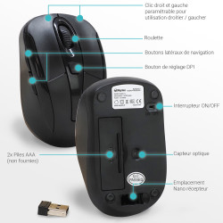 Souris Sans Fil Optique avec Nano Récepteur USB Noire