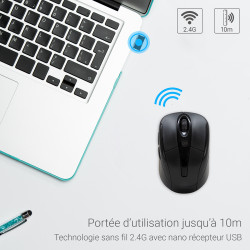 Souris Sans Fil Optique avec Nano Récepteur USB Noire