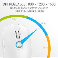 Souris Sans Fil Optique avec Nano Récepteur USB Sensib Régl Blanche