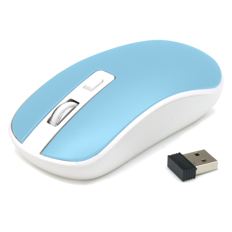 Souris Sans Fil Optique avec Nano Récepteur USB Sensib Régl Bleu Ciel