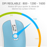 Souris Sans Fil Optique avec Nano Récepteur USB Sensib Régl Bleu Ciel