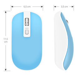 Souris Sans Fil Optique avec Nano Récepteur USB Sensib Régl Bleu Ciel