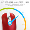 Souris Sans Fil Optique avec Nano Récepteur USB Sensib Régl Rouge