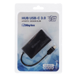 Hub USB 3.0 Slim 4 ports cable 17,5cm USB type C 3.1 vit 5 Gbps 