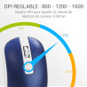 Souris Sans Fil Optique avec Nano Récepteur USB Sens Régl Bleu Nuit