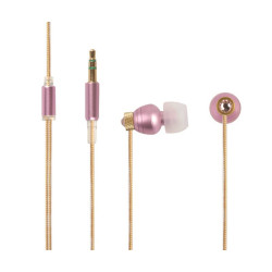 Ecouteurs stéréo rose vintage cristal Swarovski monture or 