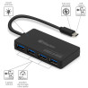 Hub USB 3.0 Slim 4 ports cable 17,5cm USB type C 3.1 vit 5 Gbps 