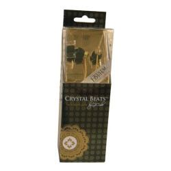 Ecouteurs stéréo noir vintage cristal Swarovski monture or 