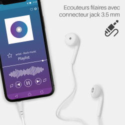 Ecouteurs/Kit main libre avec micro intra-auriculaires Blanc