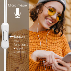 Ecouteurs/Kit main libre avec micro intra-auriculaires Blanc
