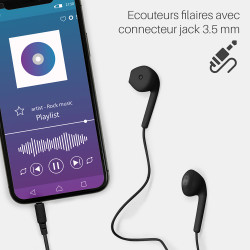 Ecouteurs/Kit main libre avec micro intra-auriculaires Noir
