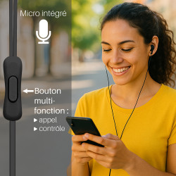 Ecouteurs/Kit main libre avec micro intra-auriculaires Noir