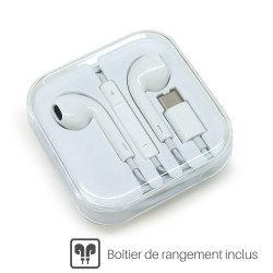 Ecouteurs Blanc USB type C Intra-auriculaire avec Micro et boutons