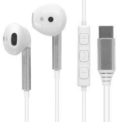 Ecouteurs USB type C Intra-auriculaire Micro et contrôle Blanc