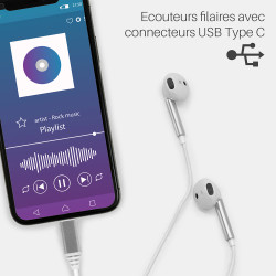 Ecouteurs USB type C Intra-auriculaire Micro et contrôle Blanc