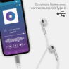 Ecouteurs USB type C Intra-auriculaire Micro et contrôle Blanc