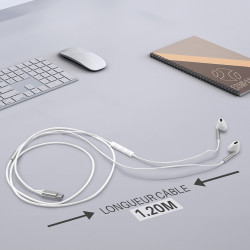 Ecouteurs USB type C Intra-auriculaire Micro et contrôle Blanc