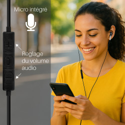 Ecouteurs USB type C Intra-auriculaire Micro et contrôle Noir