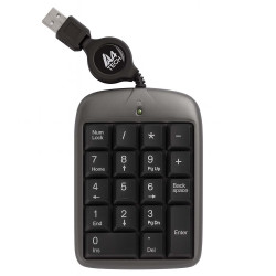 Pavé numérique 18 touches extra plat noir/argent avec cordon rétract