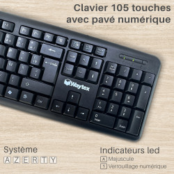 Clavier noir 105 touches USB