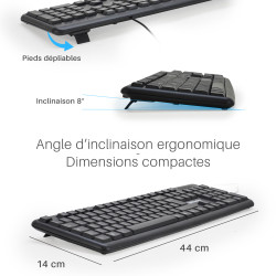 Clavier noir 105 touches USB