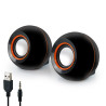 Enceintes multimédia 2 x 3  Watts RMS noires laquées, alim. USB