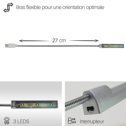 Lampe flexible 3 leds sur port USB TEXET