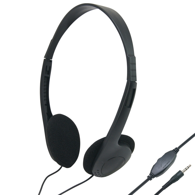 Casque Audio Noir Connexion Jack 3,5mm Volume Réglable sachet