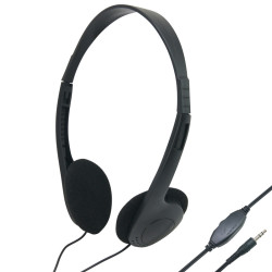 Casque Audio Noir Connexion Jack 3,5mm Volume Réglable Blister