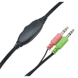 Casque multimédia Jack tour de tête micro sur bras+réglage vol Blist.