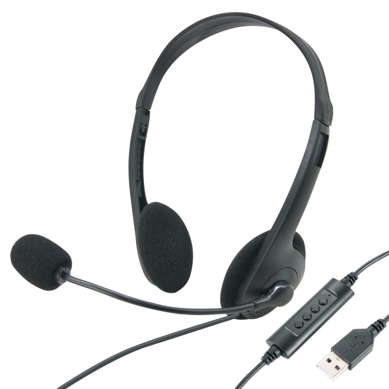 Casque multimédia USB tour de tête micro sur bras+réglage vol Blister