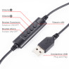 Casque multimédia USB tour de tête micro sur bras+réglage vol Blister