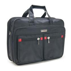 Sacoche Porte Document et PC 15.6  Multi Poches Zippées Nylon Noir